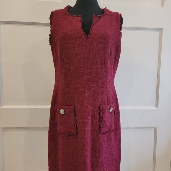 Karl Lagerfeld Burgandy Tweed Dress - Picture 1 of 3